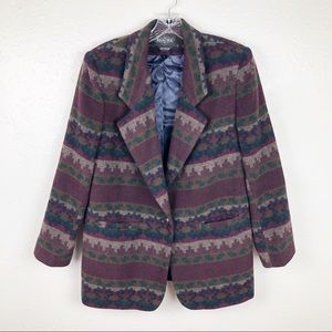 VINTAGE Braetan‎ Italian Wool Blend Aztec Coat M
